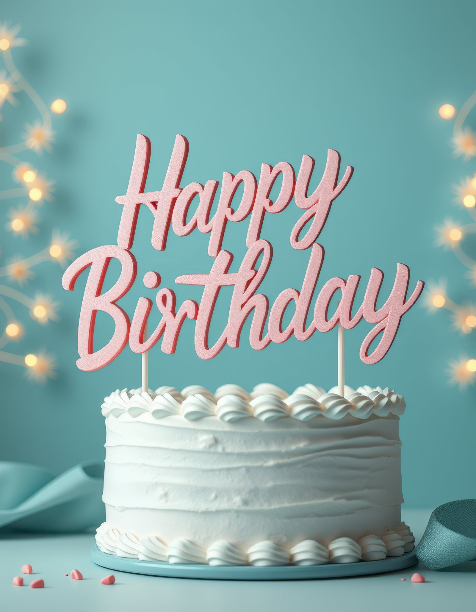 Delicious birthday cake with pink decoration celebrating a special occasion in a beautifully arranged setting